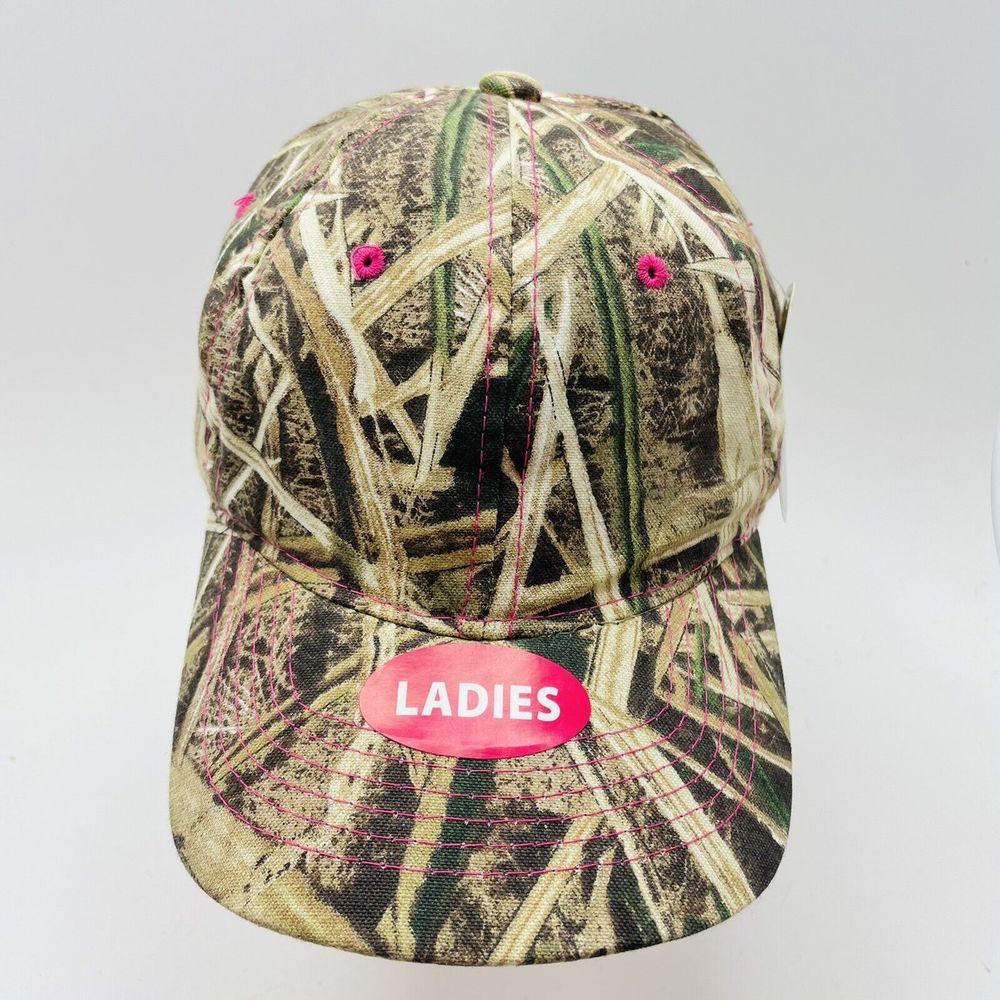 Mossy Oak Logo Women's Adjustable Baseball Hat Cap Camo and Pink Hook and Loop